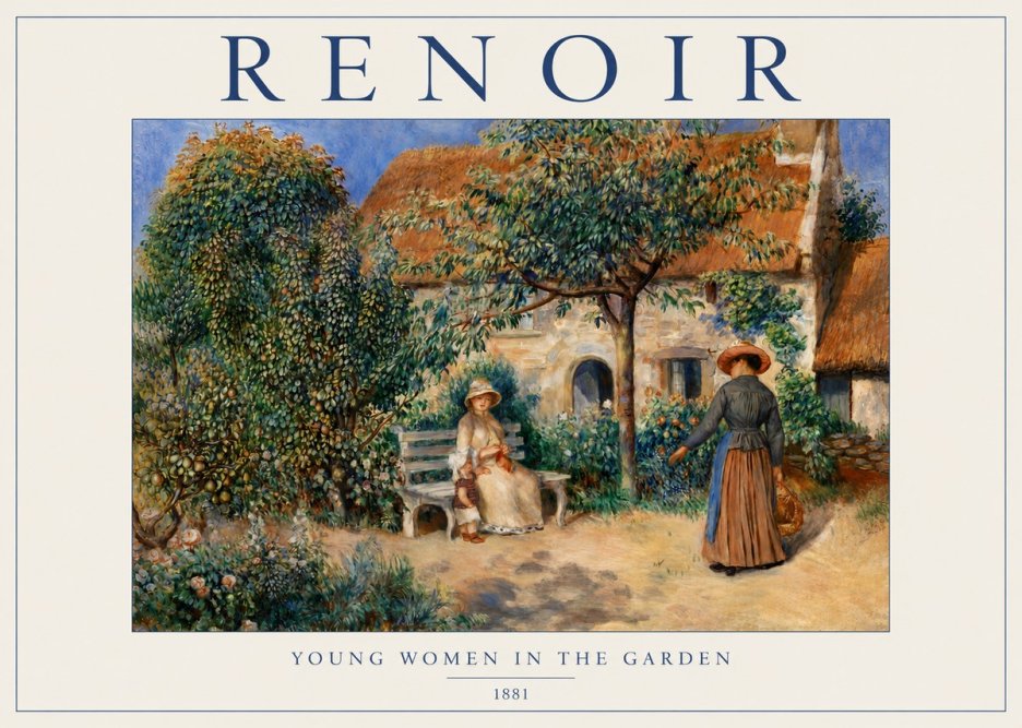 Renoir Young Women in the Garden II No5 - Affiche