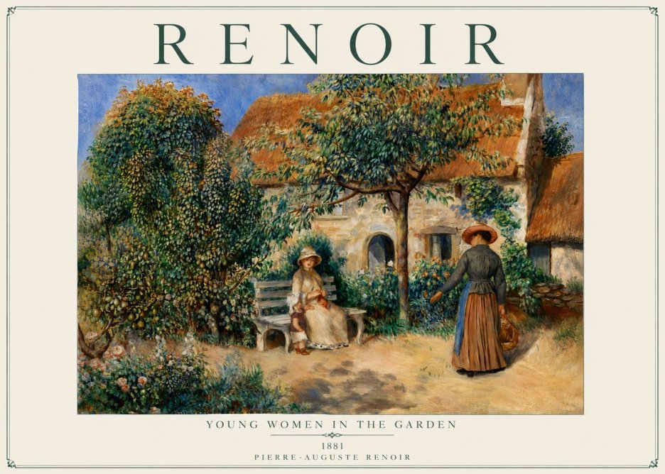 Renoir Young Women in the Garden II No6 - Affiche