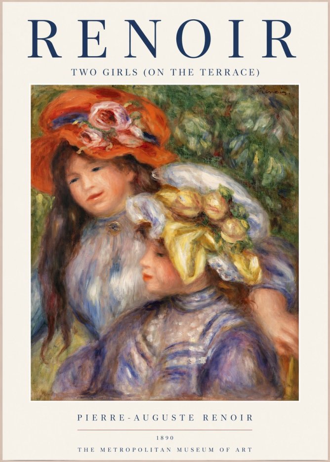 Renoir Two Girls (on the Terrace) No1 - Affiche