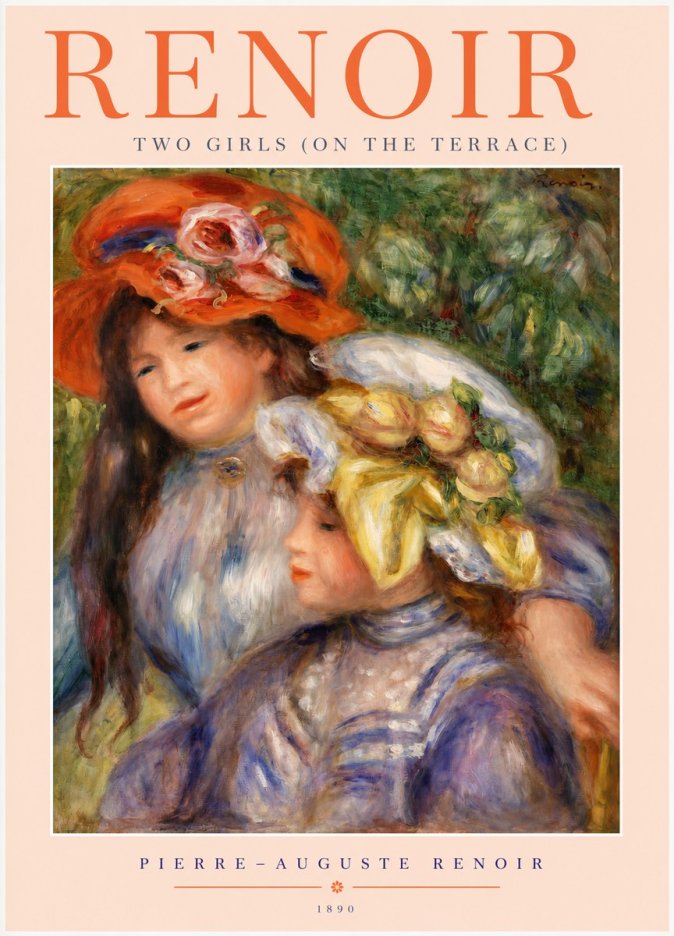 Renoir Two Girls (on the Terrace) No2 - Affiche
