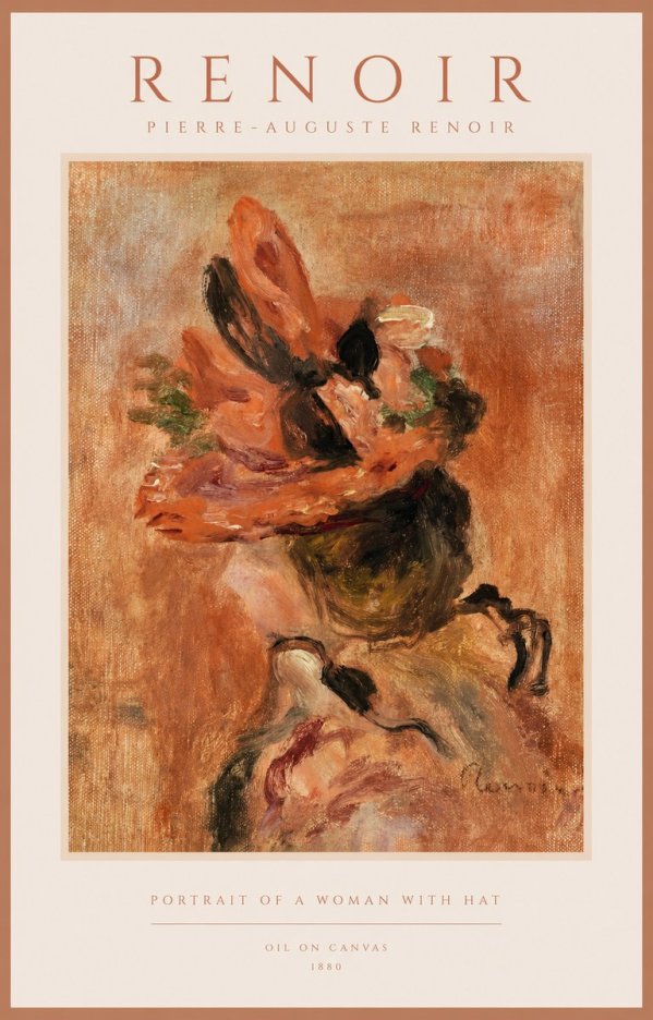 Renoir Portrait of a Woman with Hat No1 - Affiche