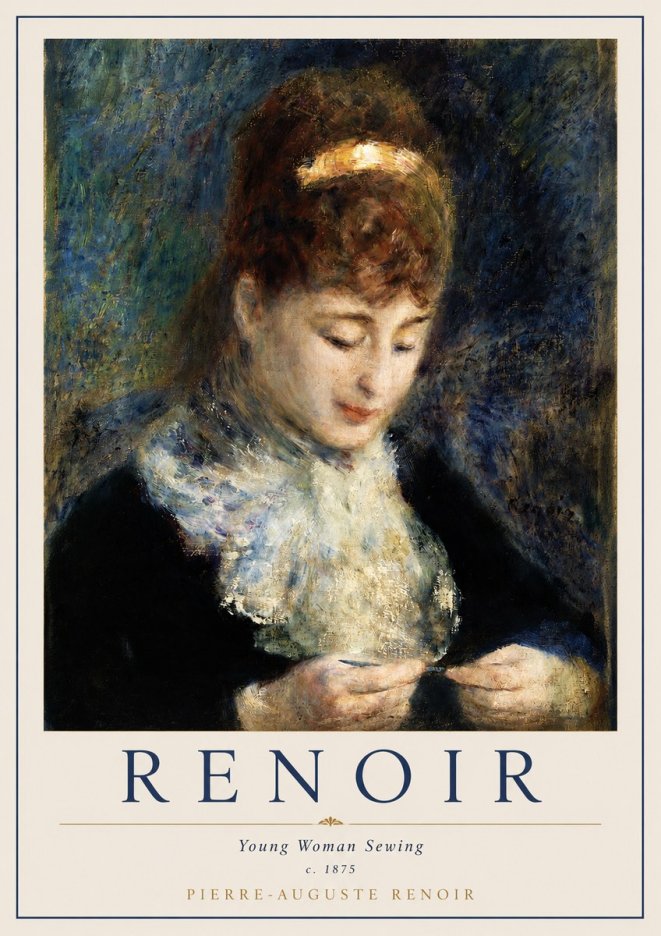 Renoir Young Woman Sewing II No2 - Affiche