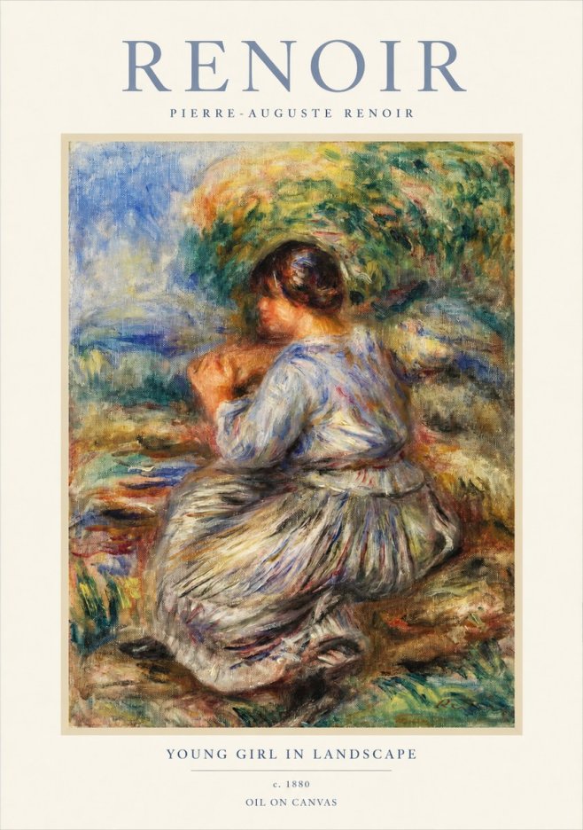 Renoir Young Girl in Landscape No1 - Affiche