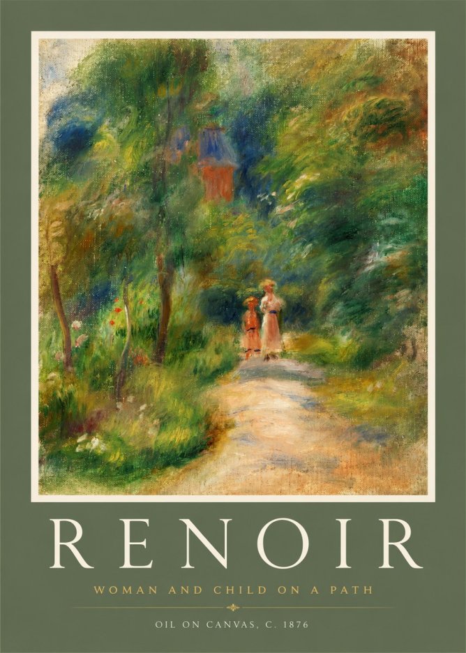 Renoir Woman and Child in a Landscape II No2 - Affiche