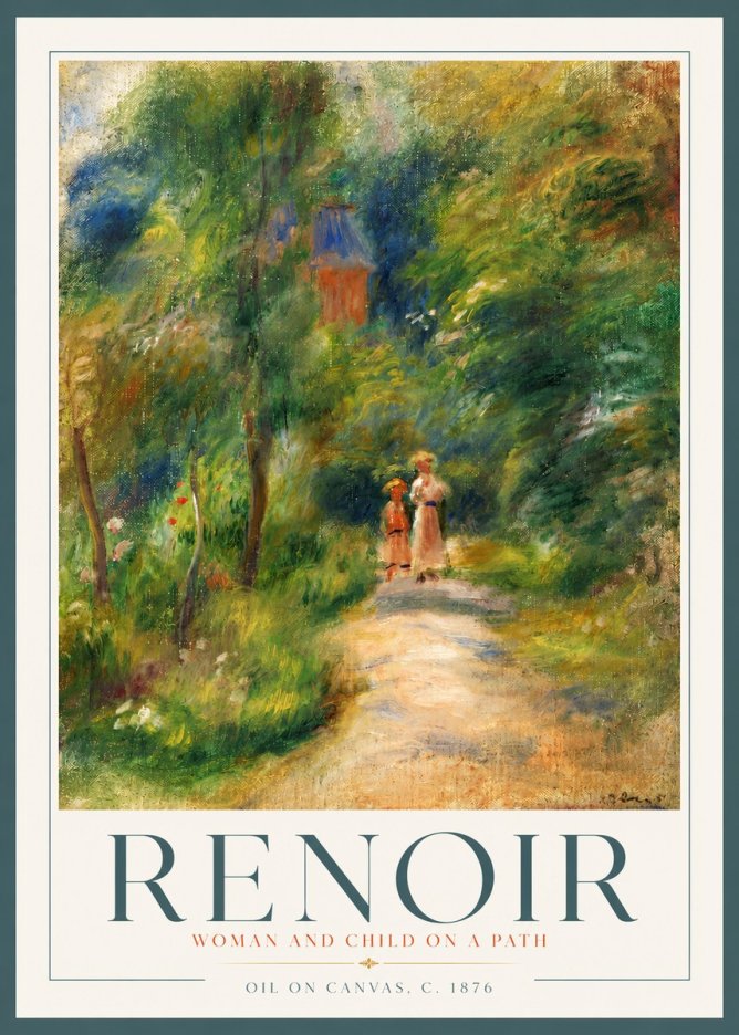 Renoir Woman and Child in a Landscape II No4 - Affiche