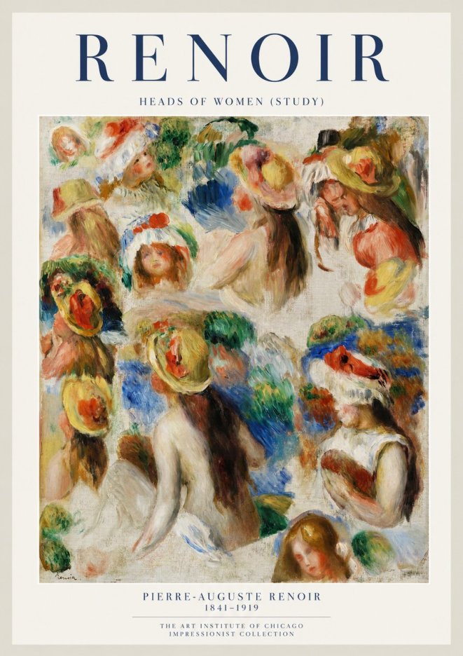 Renoir Heads of Women (Study) No1 - Affiche