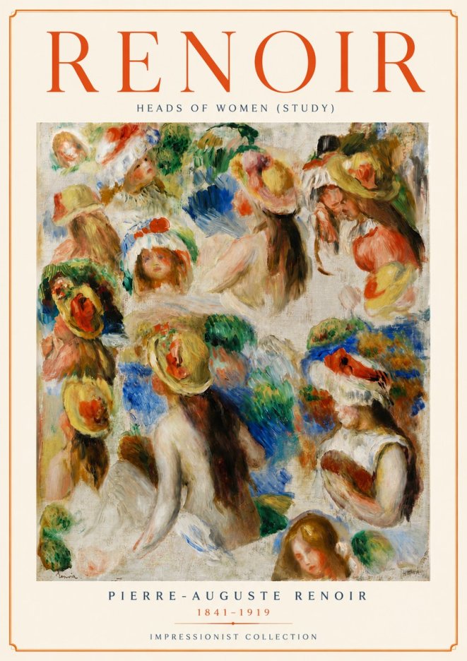 Renoir Heads of Women (Study) No6 - Affiche