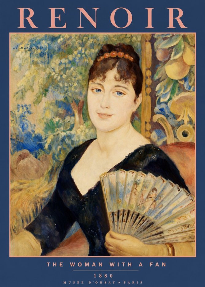 Renoir The Woman with a Fan No2 - Affiche