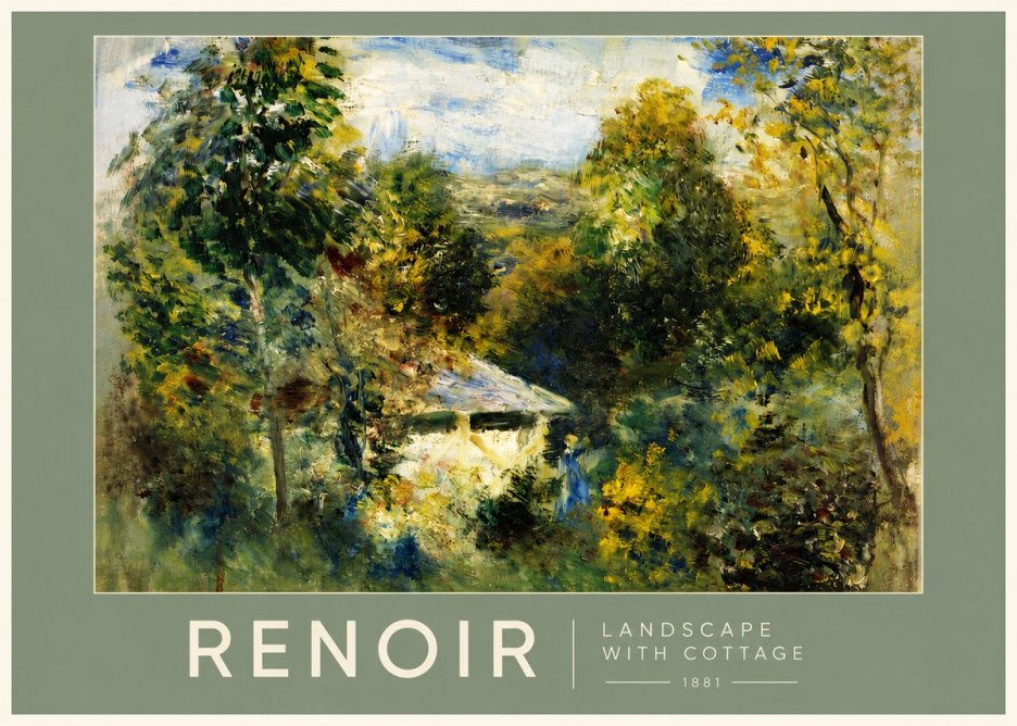 Renoir Landscape with a Cottage No5 - Affiche