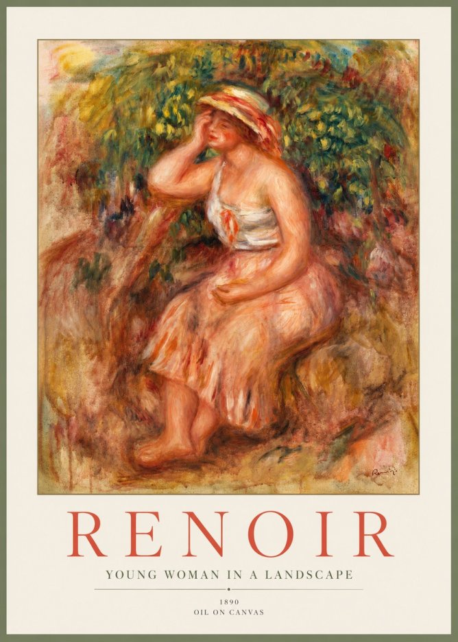 Renoir Seated Woman in a Landscape No3 - Affiche