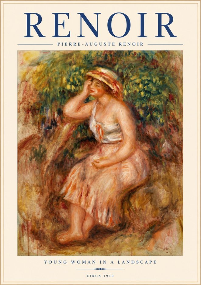 Renoir Seated Woman in a Landscape No4 - Affiche