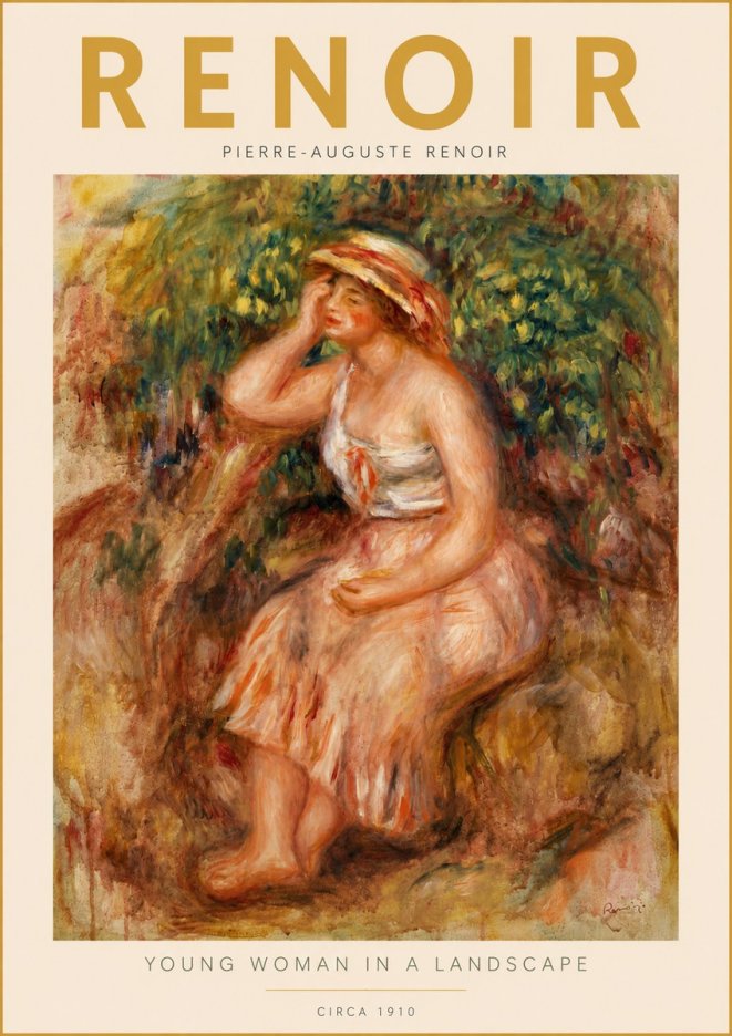 Renoir Seated Woman in a Landscape No5 - Affiche