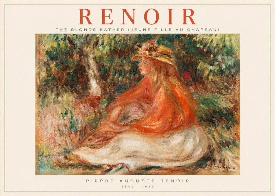 Renoir The Blonde Bather (Jeune Fille Au Chapeau) No2 - Affiche