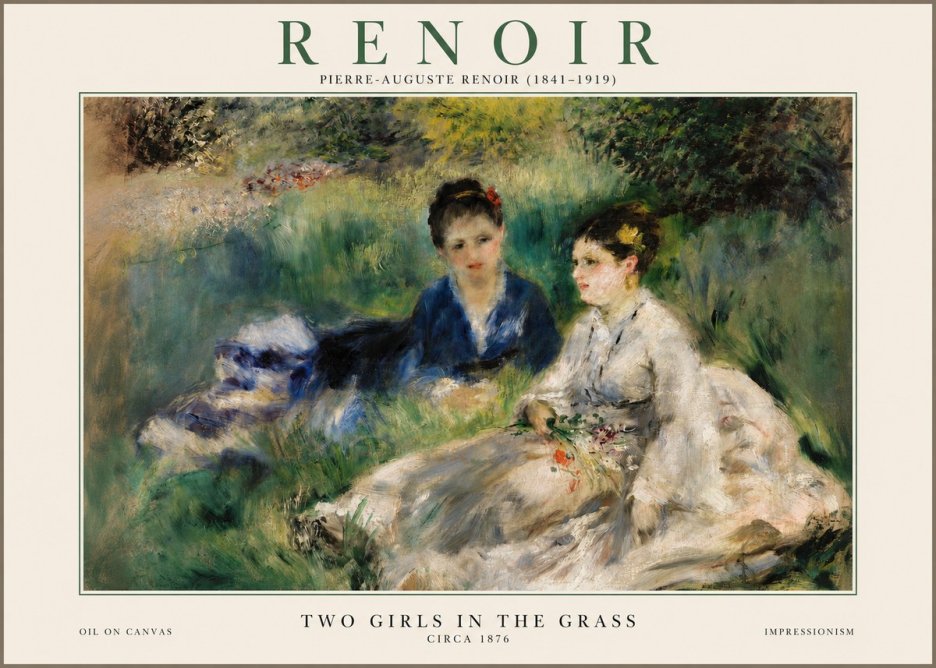 Renoir Two Girls in the Grass No2 - Affiche