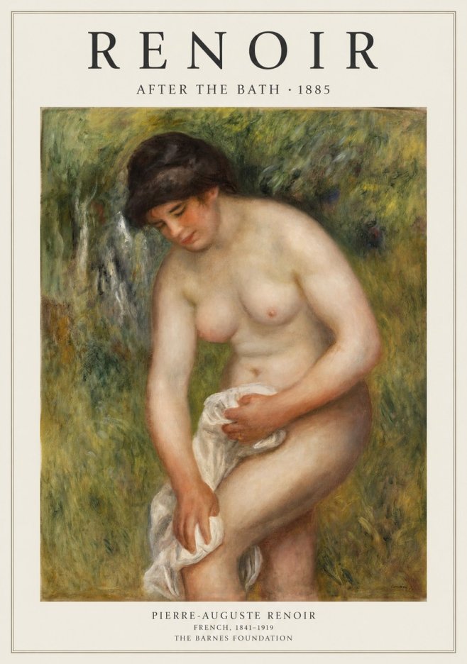 Renoir After the Bath No1 - Affiche