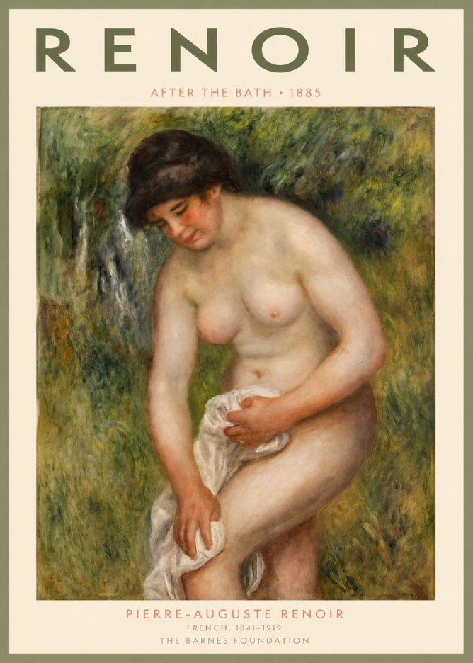 Renoir After the Bath No2 - Affiche