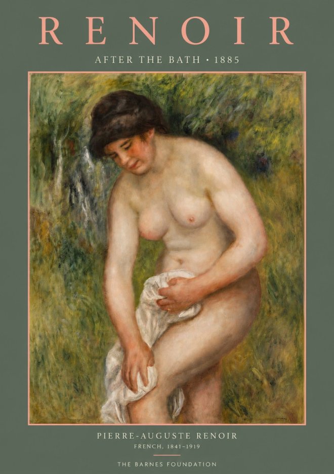 Renoir After the Bath No4 - Affiche