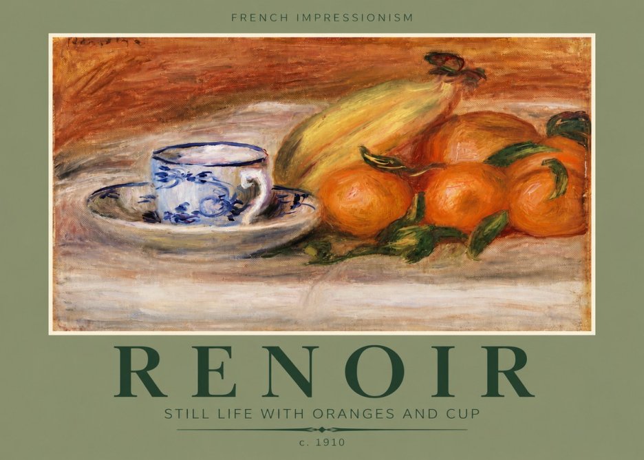 Renoir Still Life with Oranges and Cup No4 - Affiche