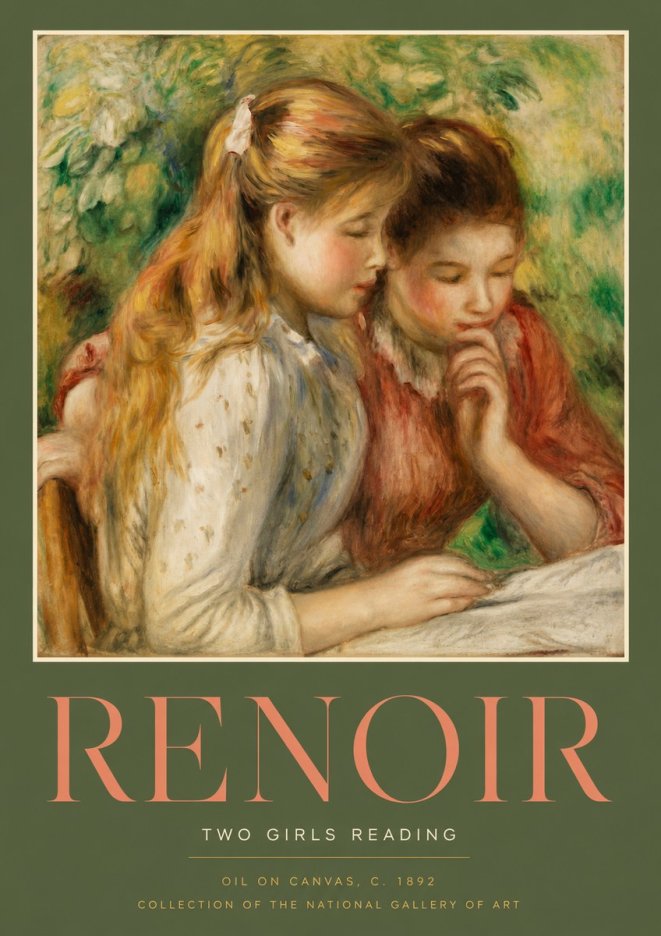 Renoir Two Girls Reading No2 - Affiche