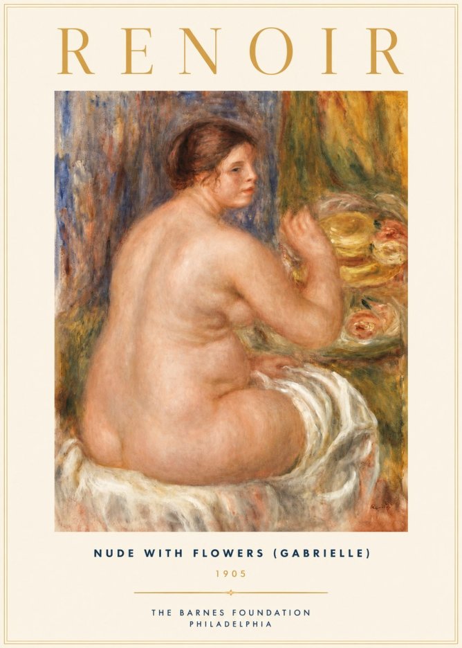Renoir Seated Nude with Flowers (Also Known as the Large Bather) No2 - Affiche