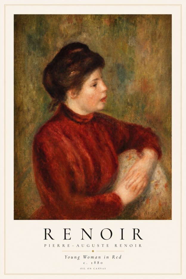 Renoir Young Woman in Red No1 - Affiche