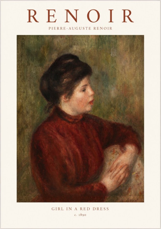 Renoir Young Woman in Red No2 - Affiche
