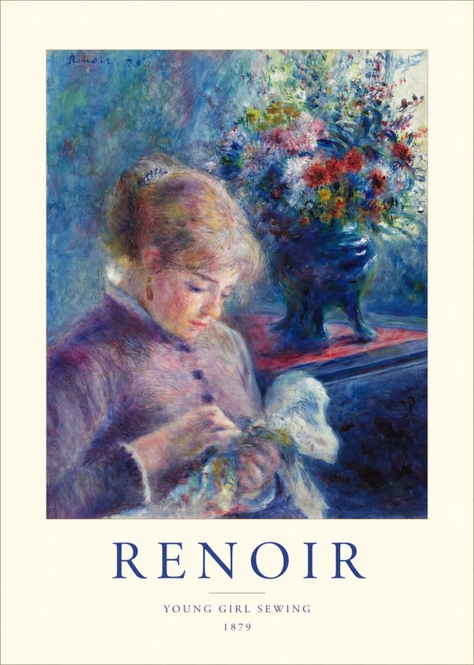 Renoir Young Girl Sewing No1 - Affiche