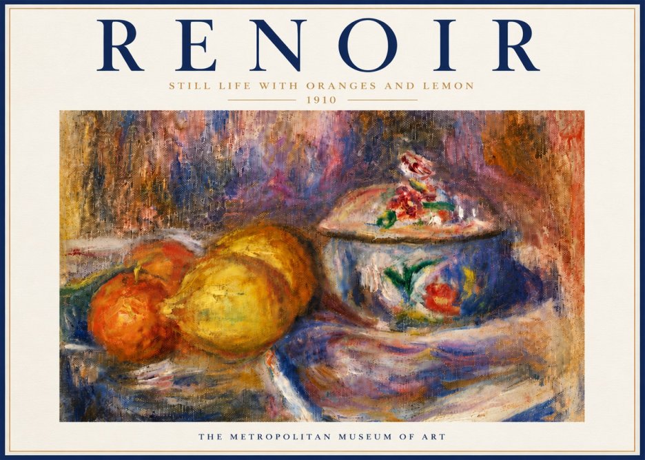 Renoir Still Life with Oranges and Lemon No6 - Affiche