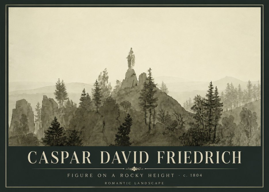 Caspar David Friedrich Figure on a Rocky Height No6 - Affiche