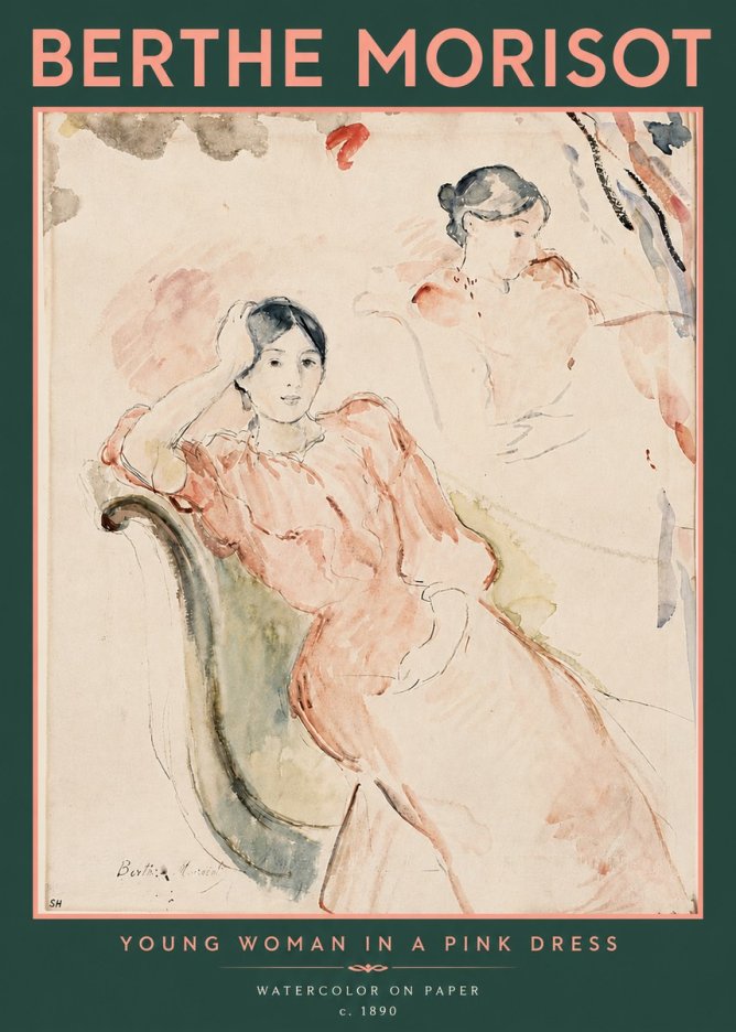 Berthe Morisot Young Woman in a Pink Dress II No5 - Affiche