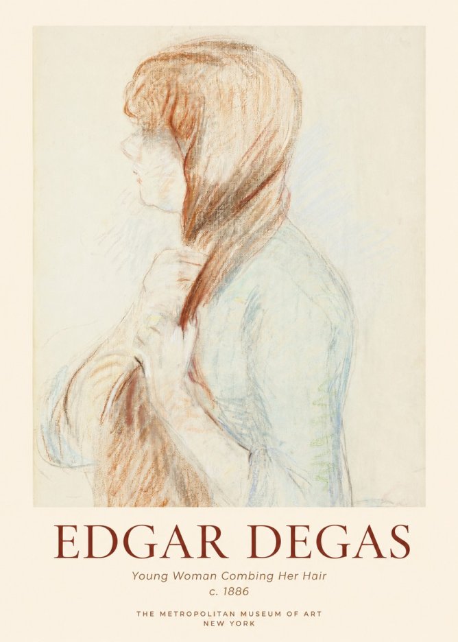 Edgar Degas Young Woman Combing Her Hair No1 - Affiche