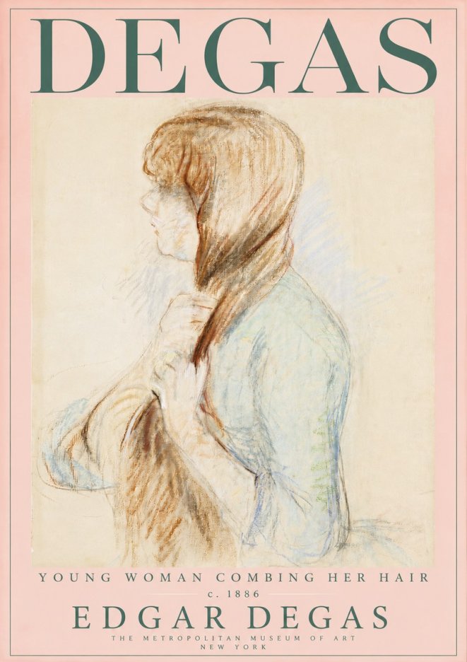 Edgar Degas Young Woman Combing Her Hair No3 - Affiche
