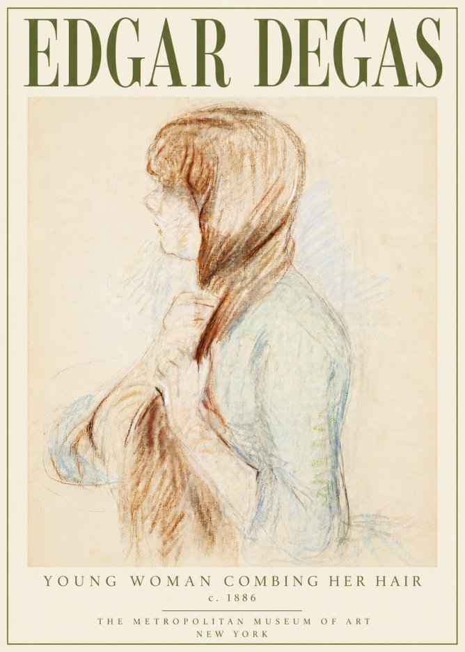 Edgar Degas Young Woman Combing Her Hair No4 - Affiche