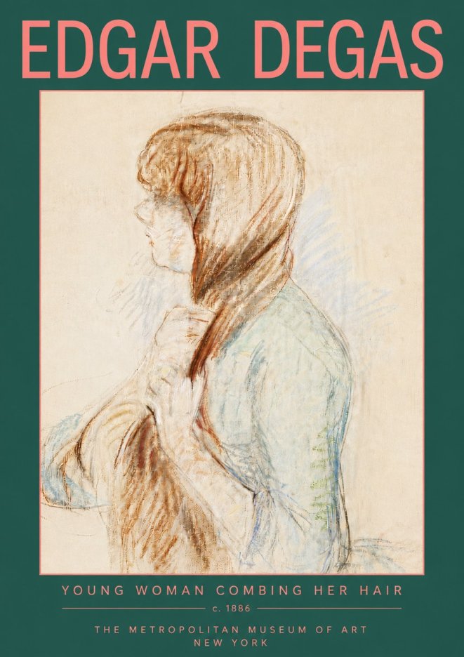 Edgar Degas Young Woman Combing Her Hair No5 - Affiche