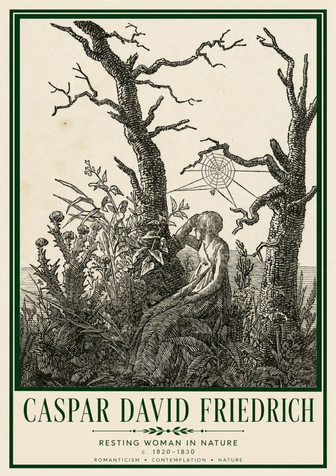 Caspar David Friedrich Resting Woman in Nature No3 - Affiche