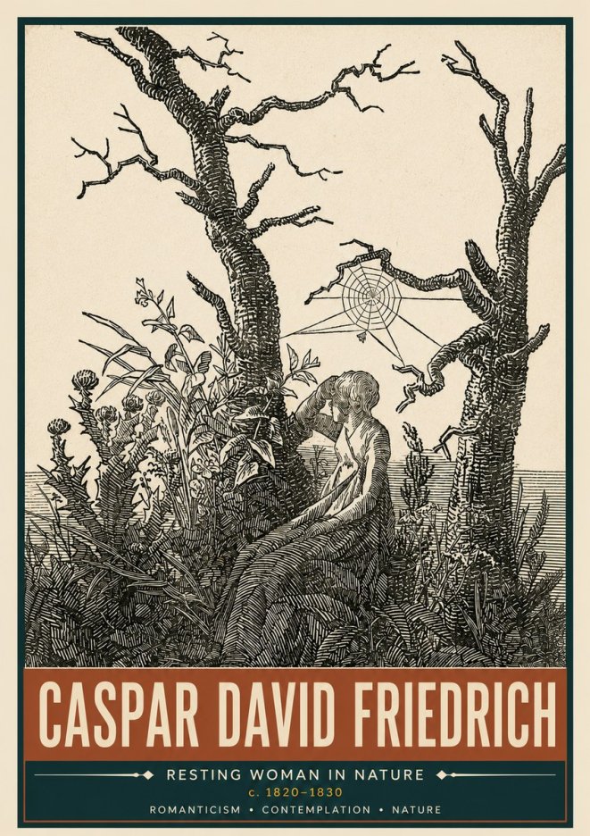 Caspar David Friedrich Resting Woman in Nature No5 - Affiche