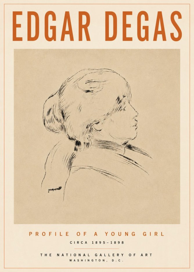Edgar Degas Profile of a Young Girl No5 - Affiche