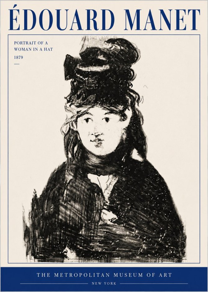 Édouard Manet Portrait of a Woman in a Hat No4 - Affiche