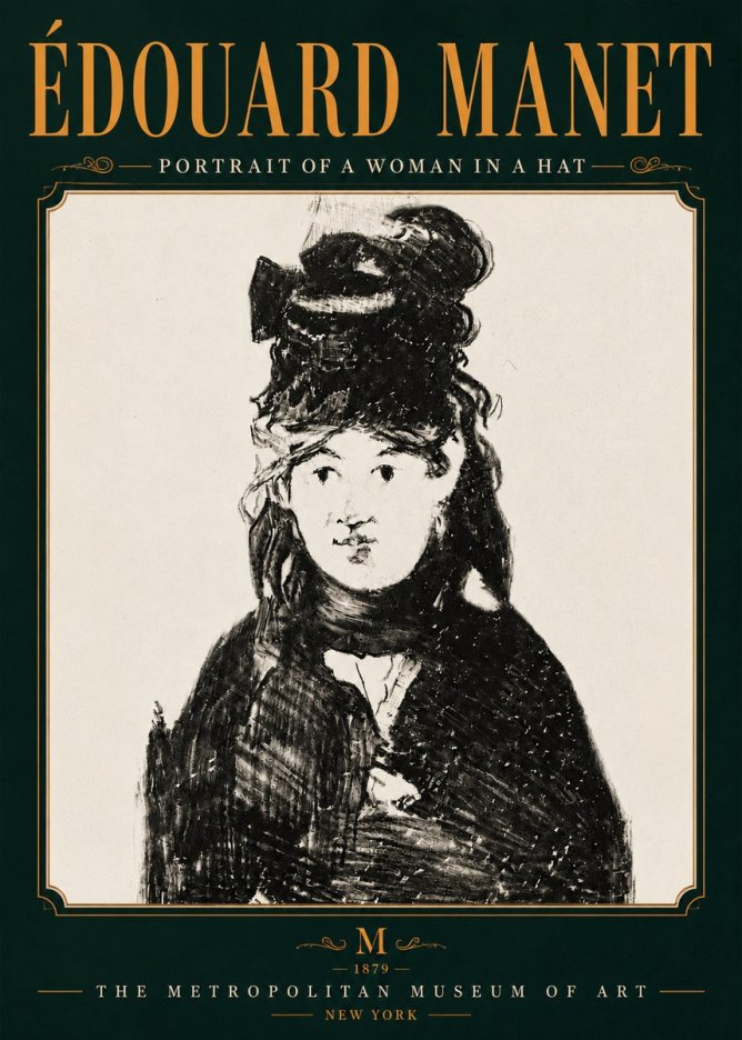 Édouard Manet Portrait of a Woman in a Hat No6 - Affiche