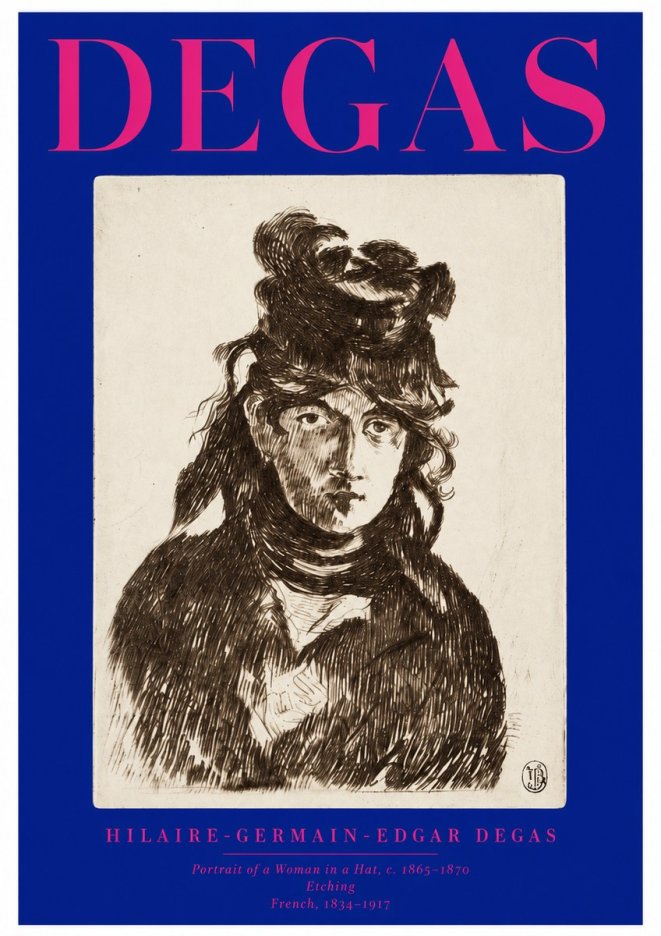 Edgar Degas Portrait of a Woman in a Hat No2 - Affiche