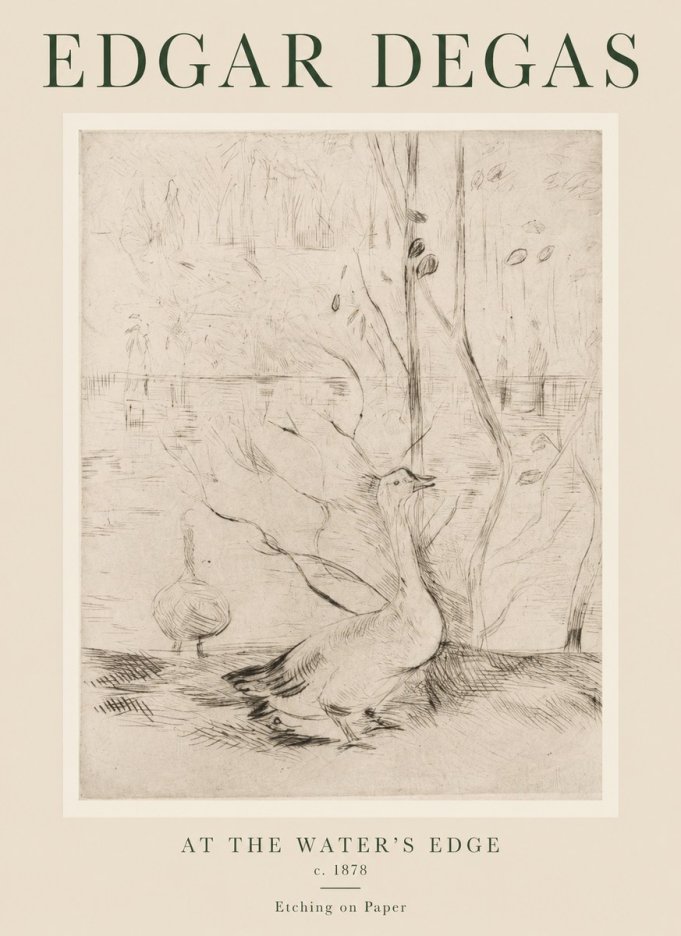 Edgar Degas At the Water's Edge No1 - Affiche