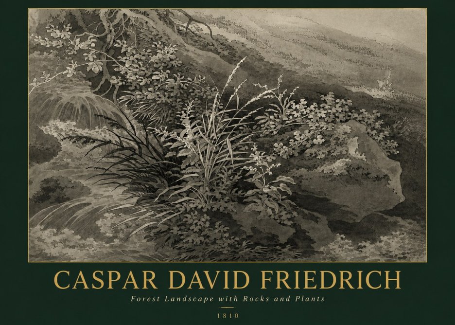 Caspar David Friedrich Forest Landscape with Rocks and Plants No3 - Affiche