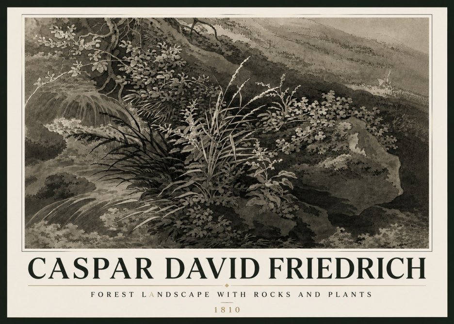 Caspar David Friedrich Forest Landscape with Rocks and Plants No6 - Affiche