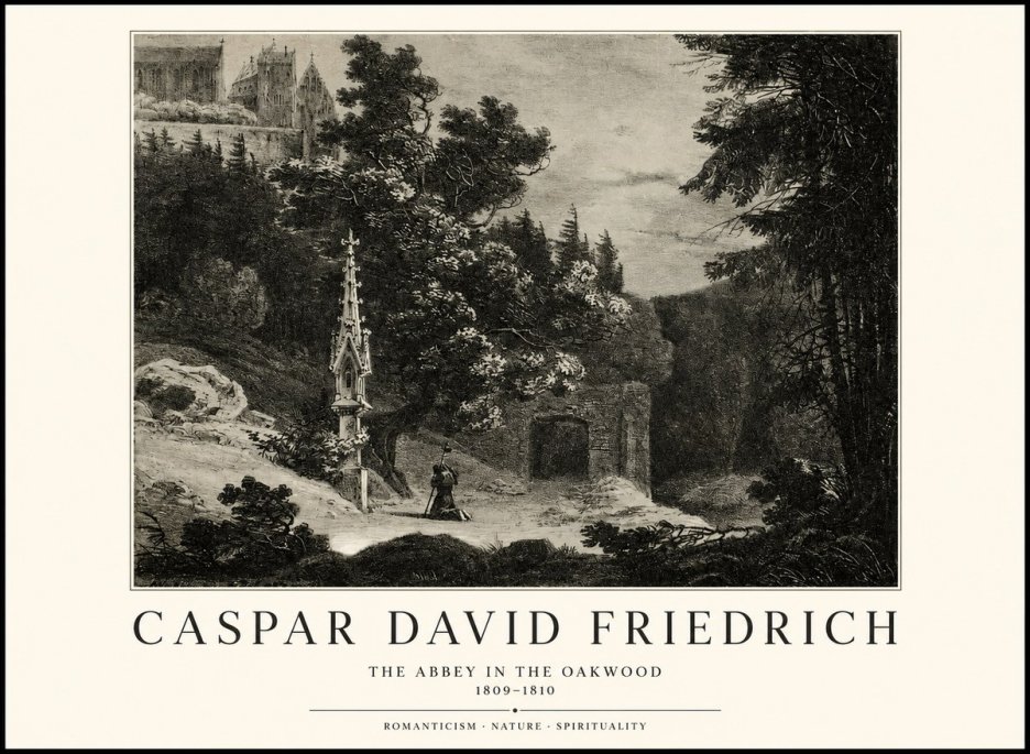 Caspar David Friedrich The Abbey in the Oakwood No1 - Affiche