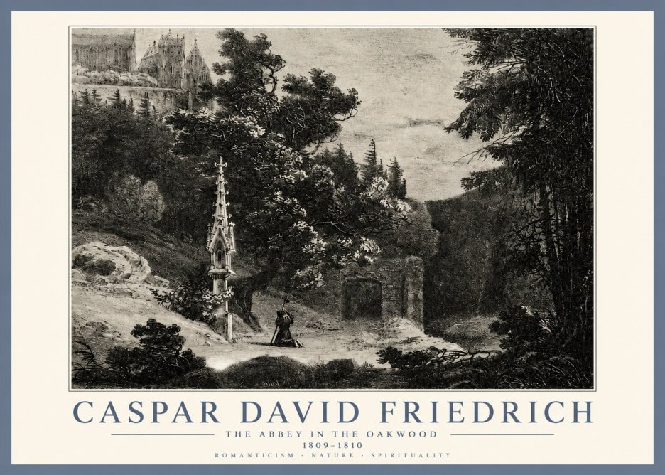 Caspar David Friedrich The Abbey in the Oakwood No3 - Affiche