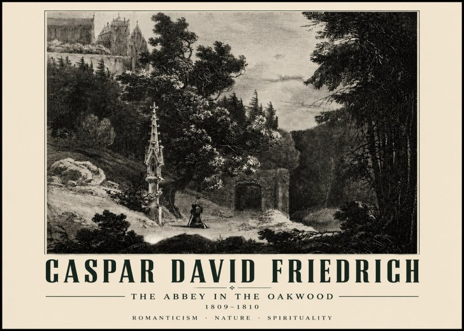 Caspar David Friedrich The Abbey in the Oakwood No4 - Affiche