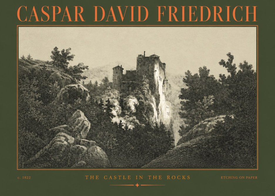 Caspar David Friedrich The Castle in the Rocks No2 - Affiche