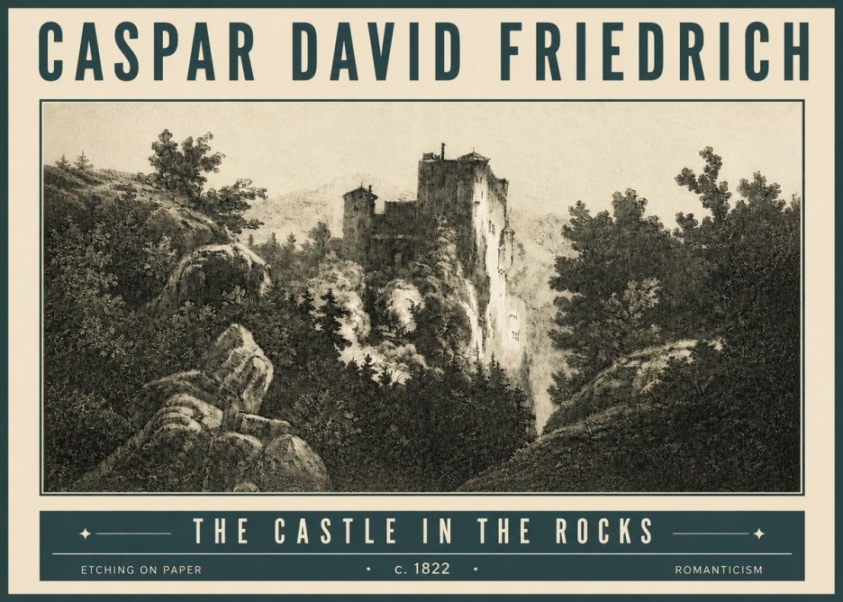 Caspar David Friedrich The Castle in the Rocks No4 - Affiche