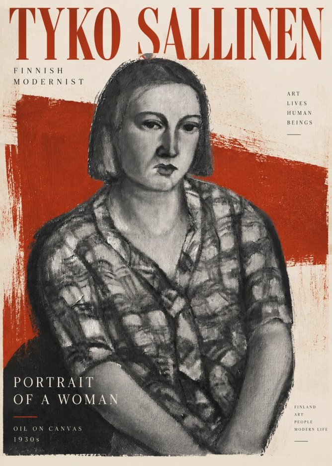 Tyko Sallinen Portrait of a Woman I No2 - Affiche