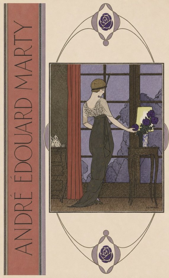 André Édouard Marty Lady at the Window with Roses No2 - Affiche